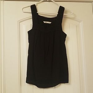Black tank top with lace trim